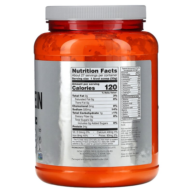 Гороховый протеин NOW Foods Sports "Pea Protein" без добавок (907 г) - изображение 2