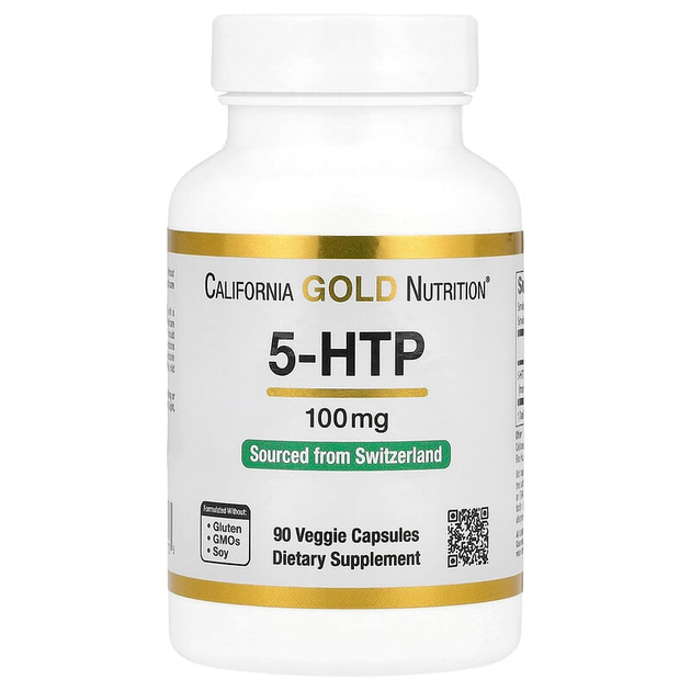 5-гидрокситриптофан California Gold Nutrition "5-HTP" поддержка хорошего настроения, 100 мг (90 капсул) - Фото 1 5-гидрокситриптофан California Gold Nutrition "5-HTP" поддержка хорошего настроения, 100 мг (90 капсул) - изображение 1