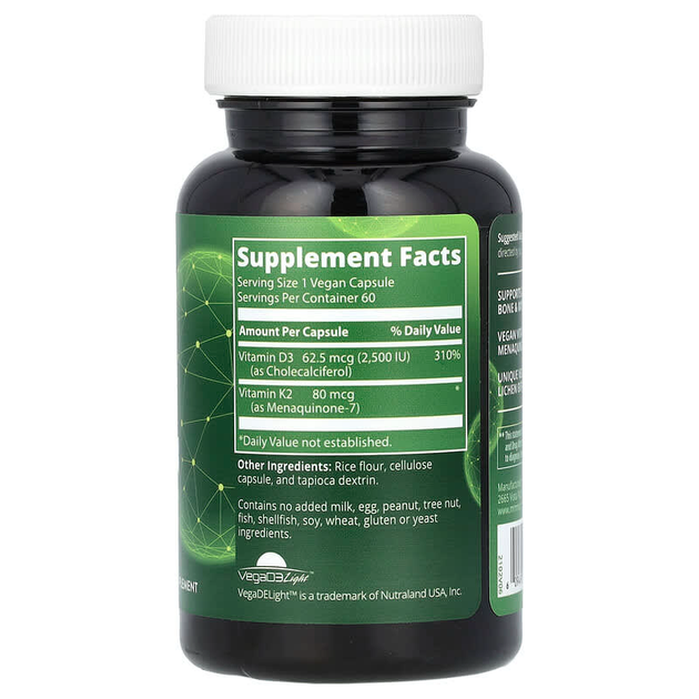 Веганские витамины D3 и К2, MRM "Vegan Vitamin D3 & K2" (60 капсул) - изображение 2