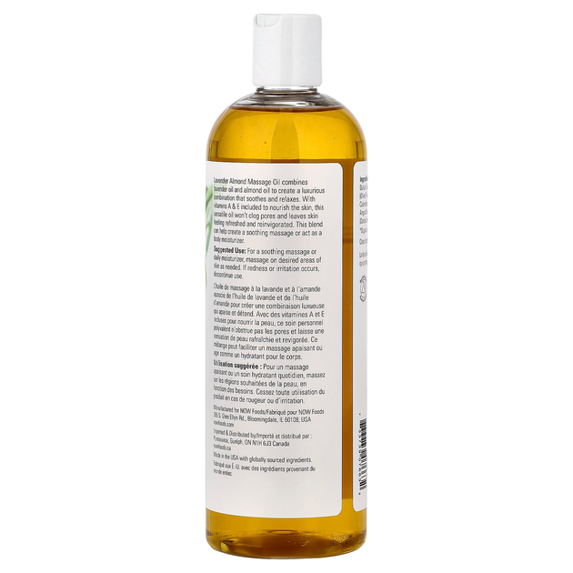 Массажное масло с миндалем и лавандой NOW Foods, Solutions "Lavender Almond Massage Oil" (473 мл) - изображение 3