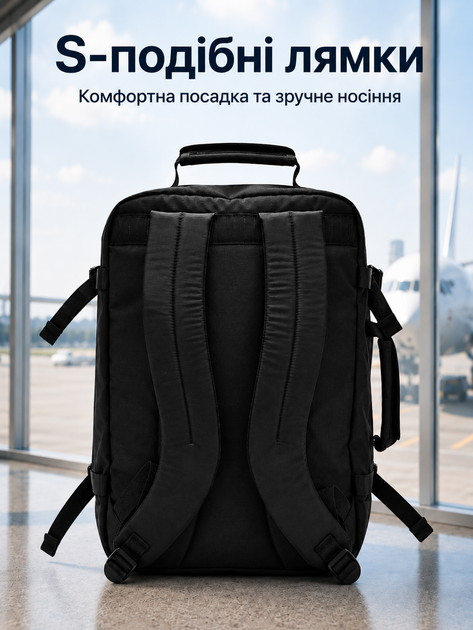 Рюкзак дорожній 40x30x20, чоловічий/жіночий ручна поклажа для подорожей літаком RAVO Cabin Pro 40, відділення для ноутбука 15.6" сумка дорожня для ручної поклажі Ryanair Wizz Air 24 л чорний - зображення 6