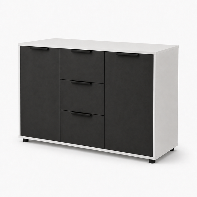 Комод Vesta 1200x450x750 з шухлядами та дверцятами для спальні, вітальні, передпокою Антрацит/Білий - Фото 7 Комод Vesta 1200x450x750 з шухлядами та дверцятами для спальні, вітальні, передпокою Антрацит/Білий - зображення 7