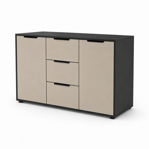 Комод Vesta 1200x450x750 з шухлядами та дверцятами для спальні, вітальні, передпокою Кашемір/Антрацит - зображення 7
