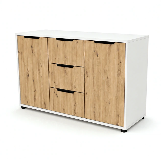 Комод Vesta 1200x450x750 з шухлядами та дверцятами для спальні, вітальні, передпокою Дуб Артізан/Білий - зображення 7