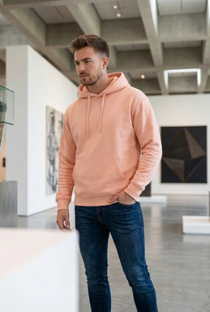 Чоловіче худі Jack & Jones р. XL Oversize fit персікове - Фото 1 Чоловіче худі Jack & Jones р. XL Oversize fit персікове - зображення 1