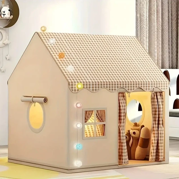 Дитячий ігровий кімнатний намет-будиночок Home 120×100×130 см бежевий для дому та вулиці - зображення 9