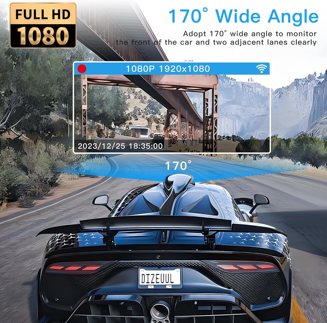Автомобильный видеорегистратор 3-канальный TOPGOOSE WiFi FHD 1080P ночное видение G-сенсор карта 64 ГБ в комплекте - изображение 6
