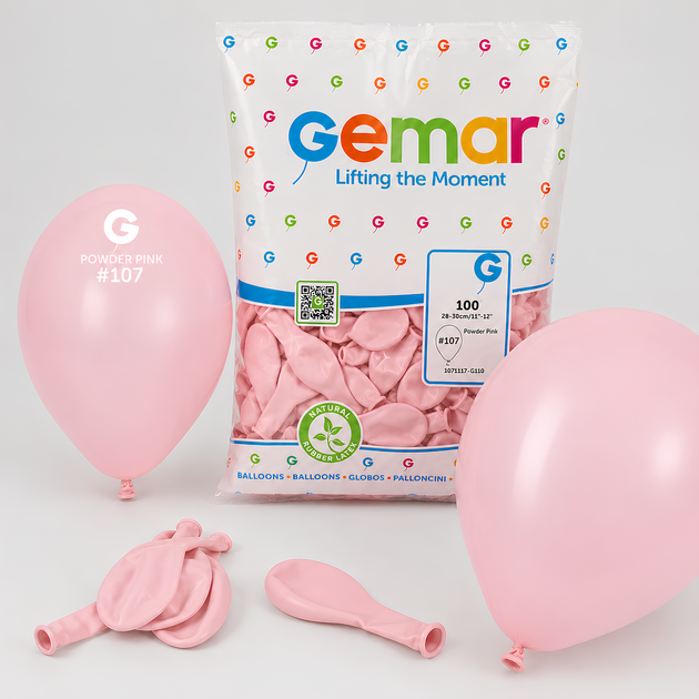 Повітряні Кульки 12" Marshmallow Powder Pink (#107) Упаковка 100 шт GEMAR - Фото 1 Повітряні Кульки 12" Marshmallow Powder Pink (#107) Упаковка 100 шт GEMAR - зображення 1
