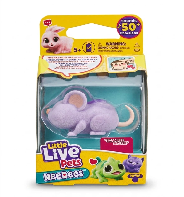 Іграшка інтерактивна Little Live Pets «Мишка Squeakee Minis», фіолетова, 50+ звуків, від 5 років - Фото 2 Іграшка інтерактивна Little Live Pets «Мишка Squeakee Minis», фіолетова, 50+ звуків, від 5 років - зображення 2