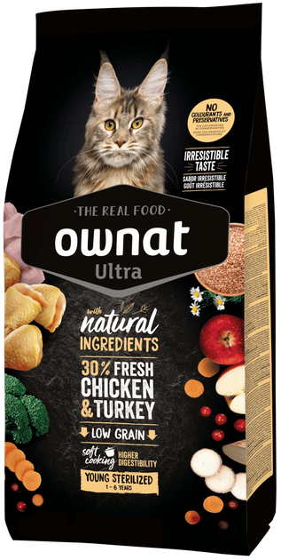 Сухой корм Ownat Ultra Курица и Индейка для стерилизованных кошек - 0,4 кг - Фото 1 Сухой корм Ownat Ultra Курица и Индейка для стерилизованных кошек - 0,4 кг - изображение 1