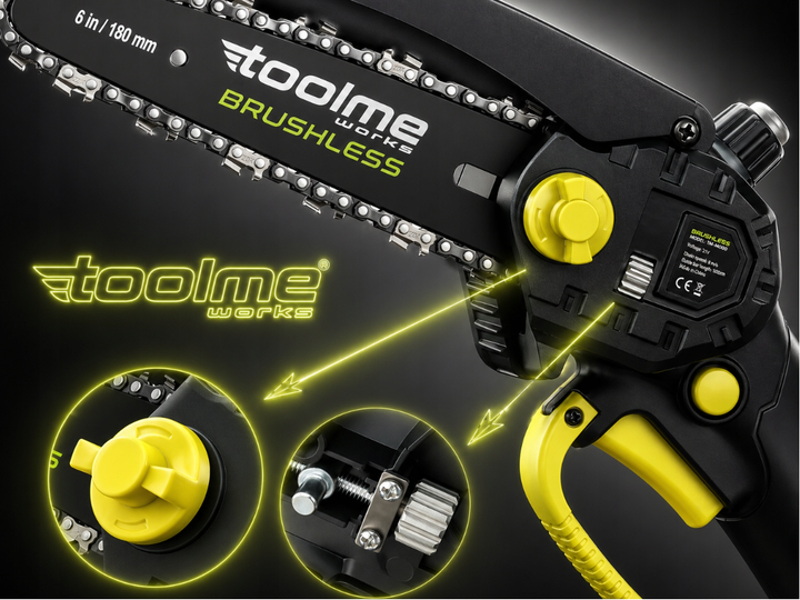 Акумуляторна ланцюгова пилка Toolme BRUSCHLESS 900Вт - Фото 8 Акумуляторна ланцюгова пилка Toolme BRUSCHLESS 900Вт - зображення 8