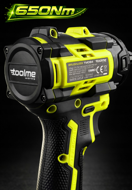Гайковерт аккумуляторный ударный 650Нм Toolme - Фото 2 Гайковерт аккумуляторный ударный 650Нм Toolme - зображення 2