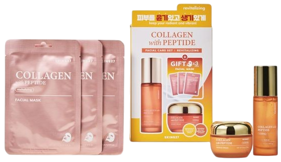 Zestaw do twarzy SKIN627 Collagen With Peptide serum 50 ml  + krem 50 g + maseczki 3 x 22 ml (8809696984746) - obraz 2