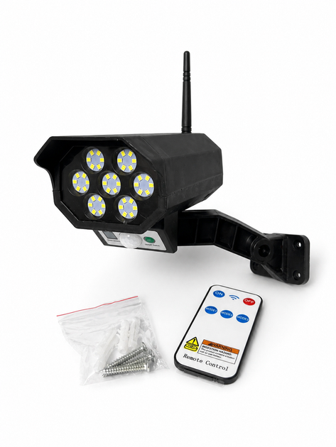 Муляж камери відеоспостереження на сонячній батареї, ліхтар із LED підсвічуванням + пульт ДК - зображення 2