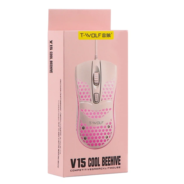 Проводная USB мышь TWolf V15 1600 DPI с LED подсветкой Pink - изображение 3