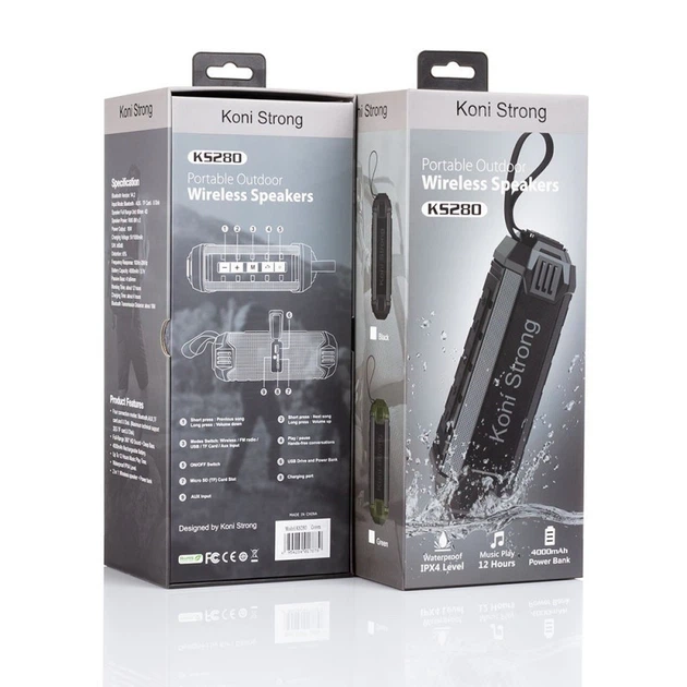 Портативна Bluetooth колонка KONI STRONG KS280 Black - изображение 2