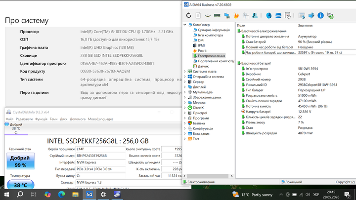 Ноутбук Lenovo Thinkpad T14 Gen 1 14″ FHD IPS/i5 10310U (4ядра)/16Gb/nvme256 - Б/В - зображення 8