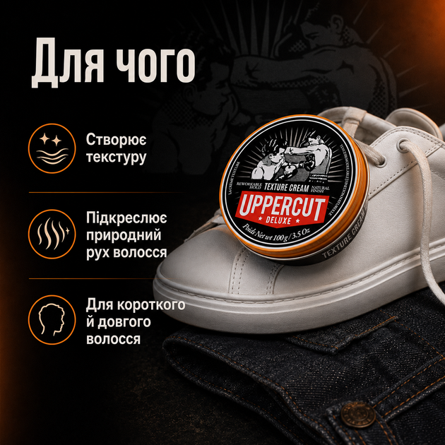 Крем для текстурування волосся Uppercut Deluxe Texture Cream 100 г середня фіксація стайлінг для об’єму, матового ефекту - зображення 4