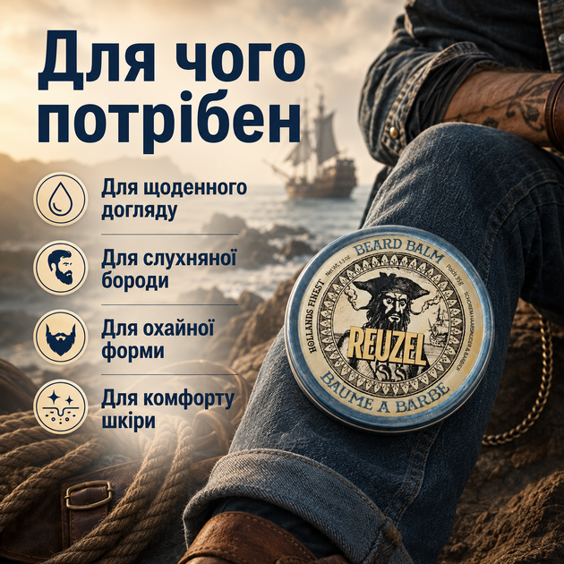 Бальзам для бороды Reuzel Beard Balm 35 г легкая фиксация увлажнение и смягчение бороды с маслом ши, аргановым маслом - Фото 4 Бальзам для бороды Reuzel Beard Balm 35 г легкая фиксация увлажнение и смягчение бороды с маслом ши, аргановым маслом - изображение 4
