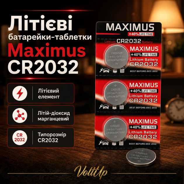 Літієві батарейки Maximus CR2032 3V — комплект 10 таблеток для пультів, ваг, автоключів і годинників - зображення 4
