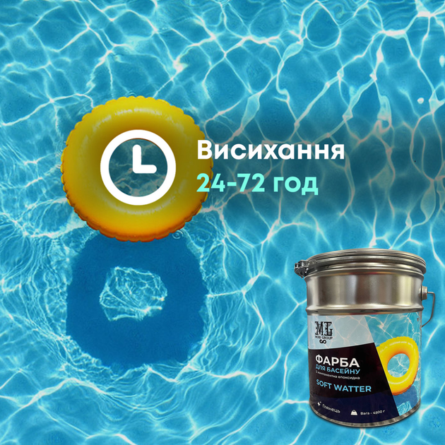 Фарба епоксидна двокомпонентна SOFT WATER для басейнів, фонтанів і резервуарів Блакитна 4.5 кг - зображення 6