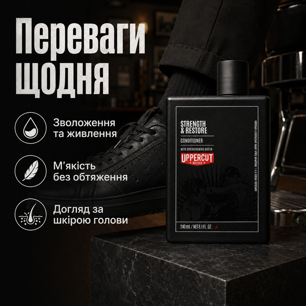 Кондиціонер для волосся Uppercut Deluxe Strength and Restore Conditioner 240 мл зміцнення, відновлення та зволоження для волосся - Фото 3 Кондиціонер для волосся Uppercut Deluxe Strength and Restore Conditioner 240 мл зміцнення, відновлення та зволоження для волосся - зображення 3