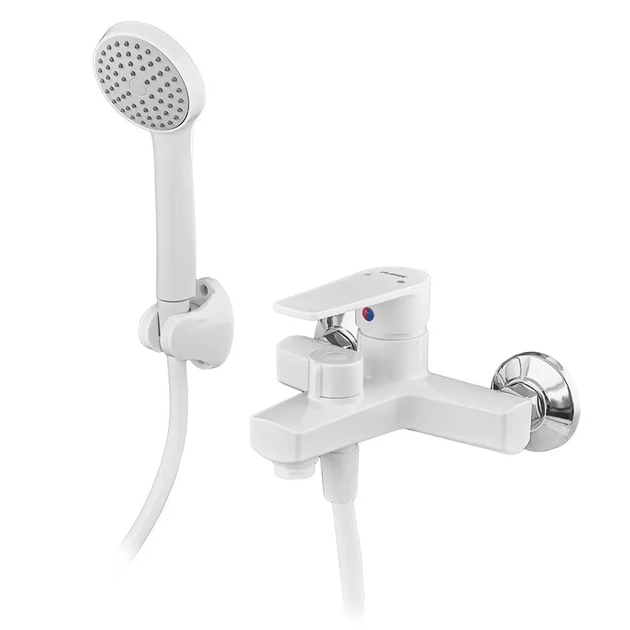 Смеситель для ванны PLAMIX OSCAR-009 EURO SET WHITE (со шлангом, лейкой и кронштейном) (PM0699) - Фото 1 Смеситель для ванны PLAMIX OSCAR-009 EURO SET WHITE (со шлангом, лейкой и кронштейном) (PM0699) - изображение 1