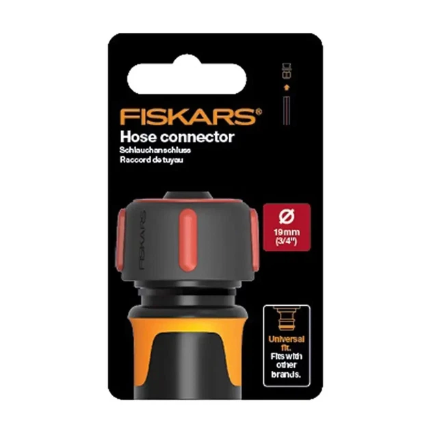 Конектор для шлангу Fiskars 19 мм 68 мм (1027074) - Фото 2 Конектор для шлангу Fiskars 19 мм 68 мм (1027074) - изображение 2