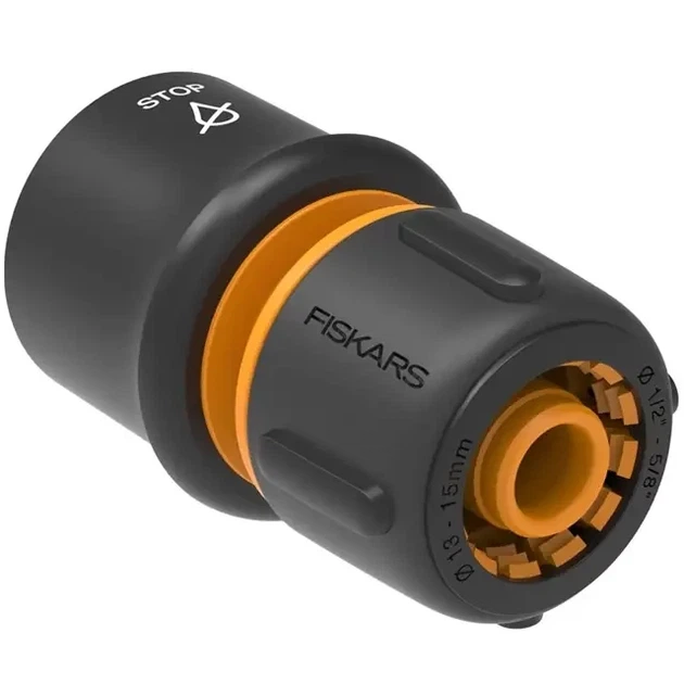Конектор для шлангу Fiskars LB30 15 мм 39 мм аквастоп (1027083) - Фото 1 Конектор для шлангу Fiskars LB30 15 мм 39 мм аквастоп (1027083) - изображение 1