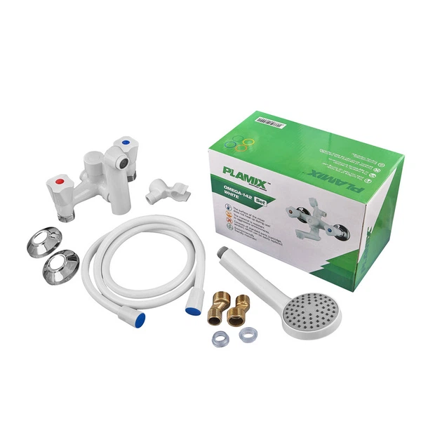 Смеситель для ванны PLAMIX OMEGA-142 EURO SET WHITE (со шлангом, лейкой и кронштейном) (MX9699) - изображение 5