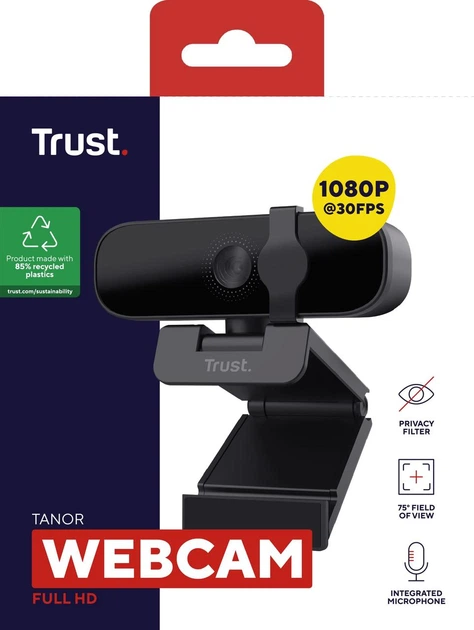 Веб-камера Trust Tanor Full HD Чорний (25548) - Фото 8 Веб-камера Trust Tanor Full HD Чорний (25548) - зображення 8