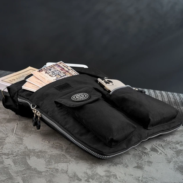 Сумка кросс-боди через плечо женская тканевая средняя Bag Street SP-05-BL Черная (5905567204289) - Фото 6 Сумка кросс-боди через плечо женская тканевая средняя Bag Street SP-05-BL Черная (5905567204289) - изображение 6