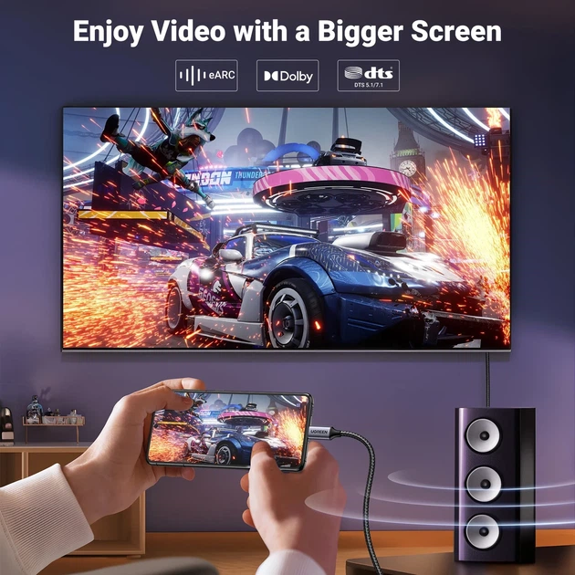 Кабель переходник UGREEN | USB Type-C to DisplayPort 1.4 8K 60Hz Thunderbolt 3/4 | для MacBook, iPhone, iPad | USB-C 32.4Gbps 2м - Фото 4 Кабель переходник UGREEN | USB Type-C to DisplayPort 1.4 8K 60Hz Thunderbolt 3/4 | для MacBook, iPhone, iPad | USB-C 32.4Gbps 2м - изображение 4