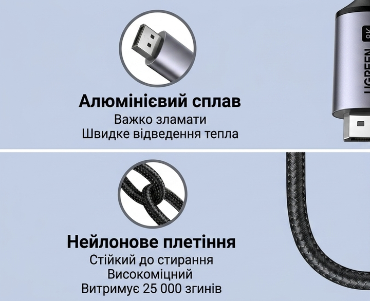 Кабель переходник UGREEN | USB Type-C to DisplayPort 1.4 8K 60Hz Thunderbolt 3/4 | для MacBook, iPhone, iPad | USB-C 32.4Gbps 2м - Фото 7 Кабель переходник UGREEN | USB Type-C to DisplayPort 1.4 8K 60Hz Thunderbolt 3/4 | для MacBook, iPhone, iPad | USB-C 32.4Gbps 2м - изображение 7