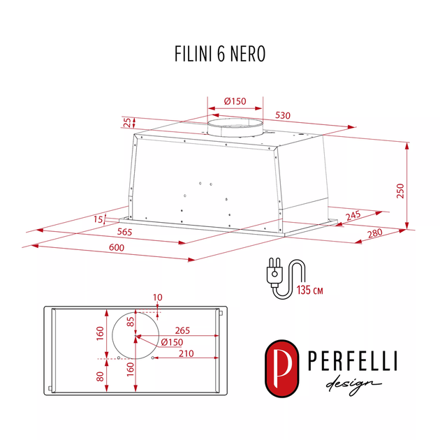 Витяжка PERFELLI DESIGN FILINI 6 NERO - изображение 13