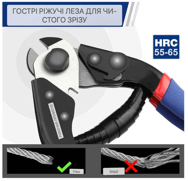 Резак для троса WORKPRO 190 мм ножницы для стальной проволоки Cr-V кабелерез для троса велосипеда и кабеля - изображение 7