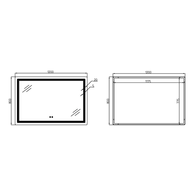 Дзеркало Qtap Cardinal (CA2) 1200х800 з LED-підсвічуванням Touch, з антизапотіванням, з димером, рег. темп. кольору (3000-6500K) QT0478C1208048454 - зображення 2