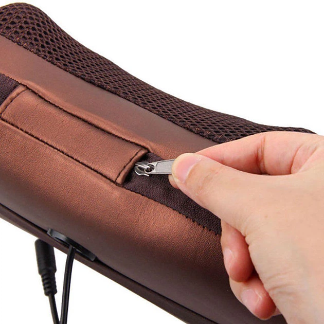 Массажная подушка с инфракрасным подогревом Massage Pillow QY-8028, роликовый масажер для спины и шеи - изображение 8