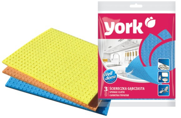 Салфетки York губчастые 17.5х15.5 см 3 шт (5903355000099) - изображение 1