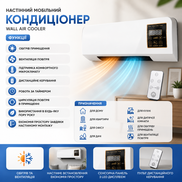 Настінний мобільний кондиціонер Wall Air Cooler - зображення 3