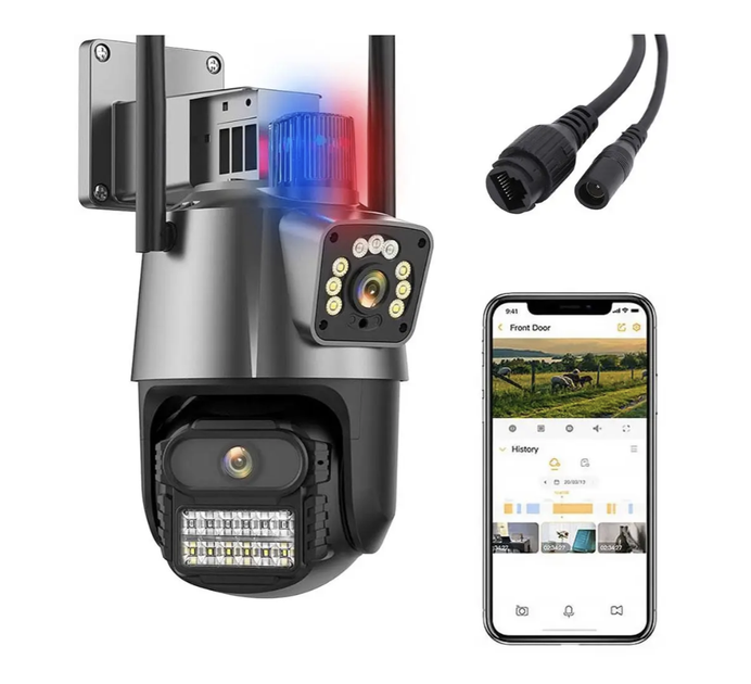 Уличная охранная WiFi-камера видеонаблюдения Dual Lens 8MP - изображение 6