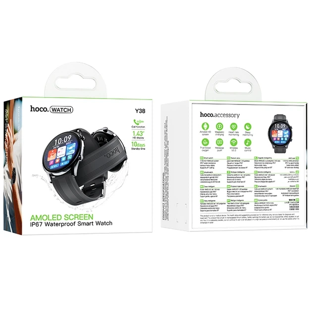 Смарт-часы Hoco Y38 Amoled Smart Sports Watch (Call Version) Black - изображение 2
