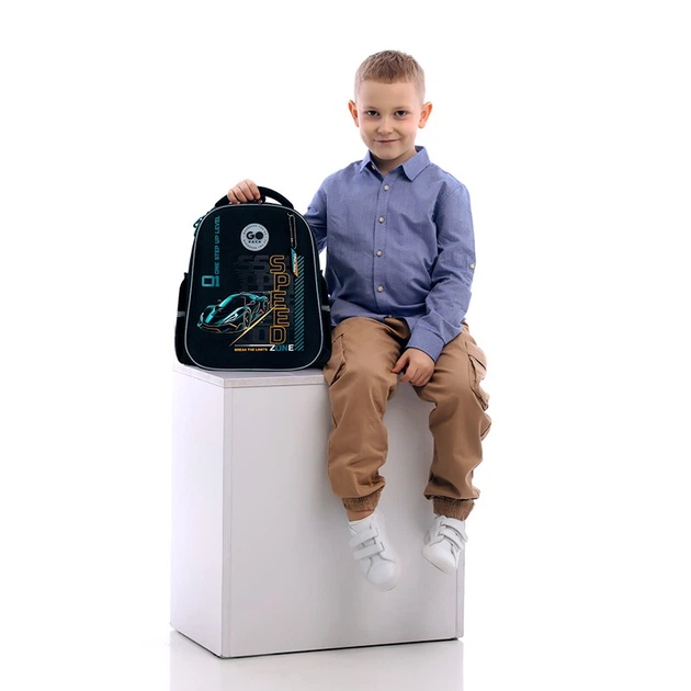 Рюкзак шкільний напівкаркасний ортопедичний для першокласника GoPack Education Speed Zone, для хлопчиків, чорний (GO26-165S-5) - зображення 12