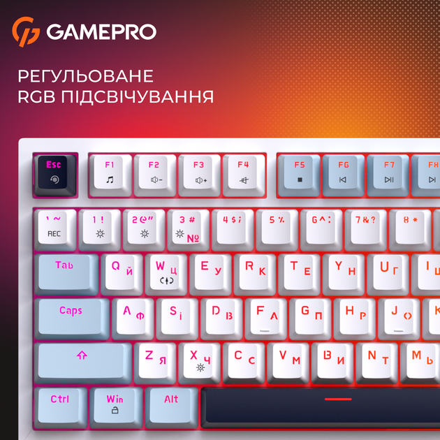 Клавиатура проводная GamePro MK160 V2 Warden QLAB Sakura Linear RGB USB White (MK160-V2-BL-QS) - изображение 9