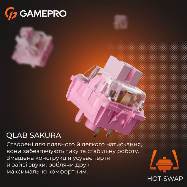 Клавиатура проводная GamePro MK160 V2 Warden QLAB Sakura Linear RGB USB White (MK160-V2-BL-QS) - изображение 10
