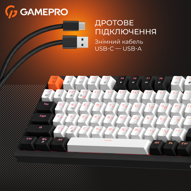 Клавиатура проводная GamePro MK160 V2 Warden QLAB Sakura Linear RGB USB Black (MK160-V2-B-QS) - изображение 14