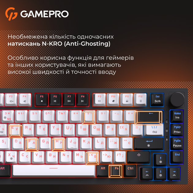 Клавиатура проводная GamePro MK160 V2 Warden QLAB Sakura Linear RGB USB Black (MK160-V2-B-QS) - изображение 20