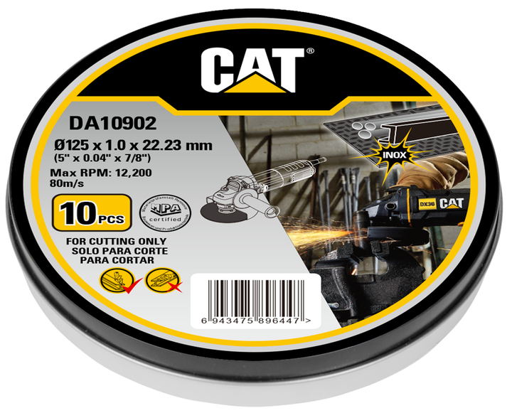 Диск для різання металу CAT DA10902 125 x 22.2 мм 10 шт (6943475896447) - Фото 1 Диск для різання металу CAT DA10902 125 x 22.2 мм 10 шт (6943475896447) - зображення 1