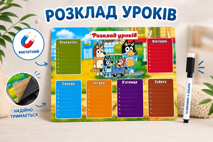 Магнітний Розклад уроків (планер) для школярів - зображення 2