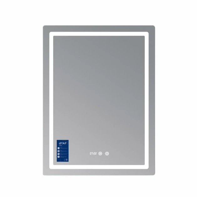 Зеркало Qtap Mideya MI2 600х800 мм с LED-подсветкой Touch, антизапотеванием, часами, диммером и регулировкой яркости (SD00055391) - Фото 3 Зеркало Qtap Mideya MI2 600х800 мм с LED-подсветкой Touch, антизапотеванием, часами, диммером и регулировкой яркости (SD00055391) - изображение 3